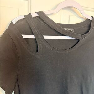 Boston Proper Black Cut-Out Short Sleeve Top Size M